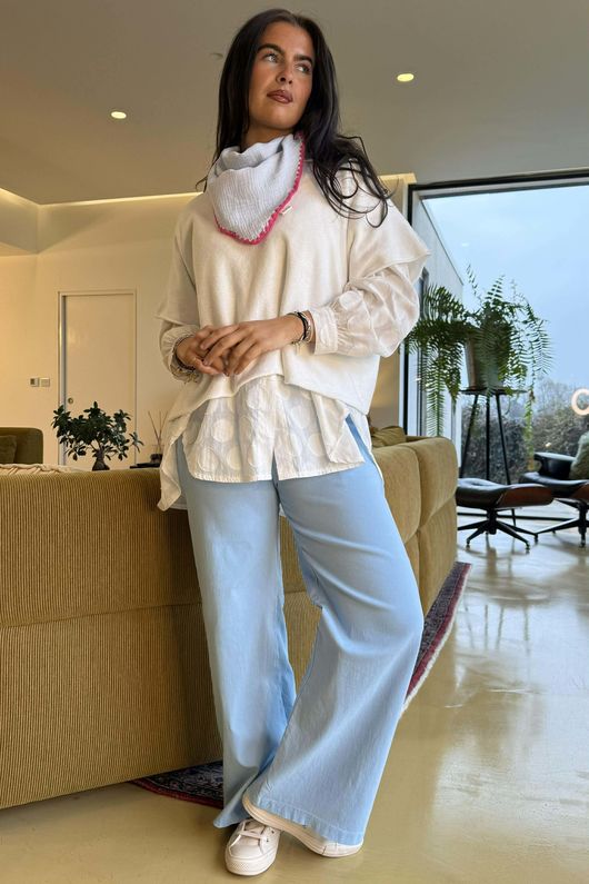 Pia Whipstitch Neckerchief Baby Blue & Hot Pink